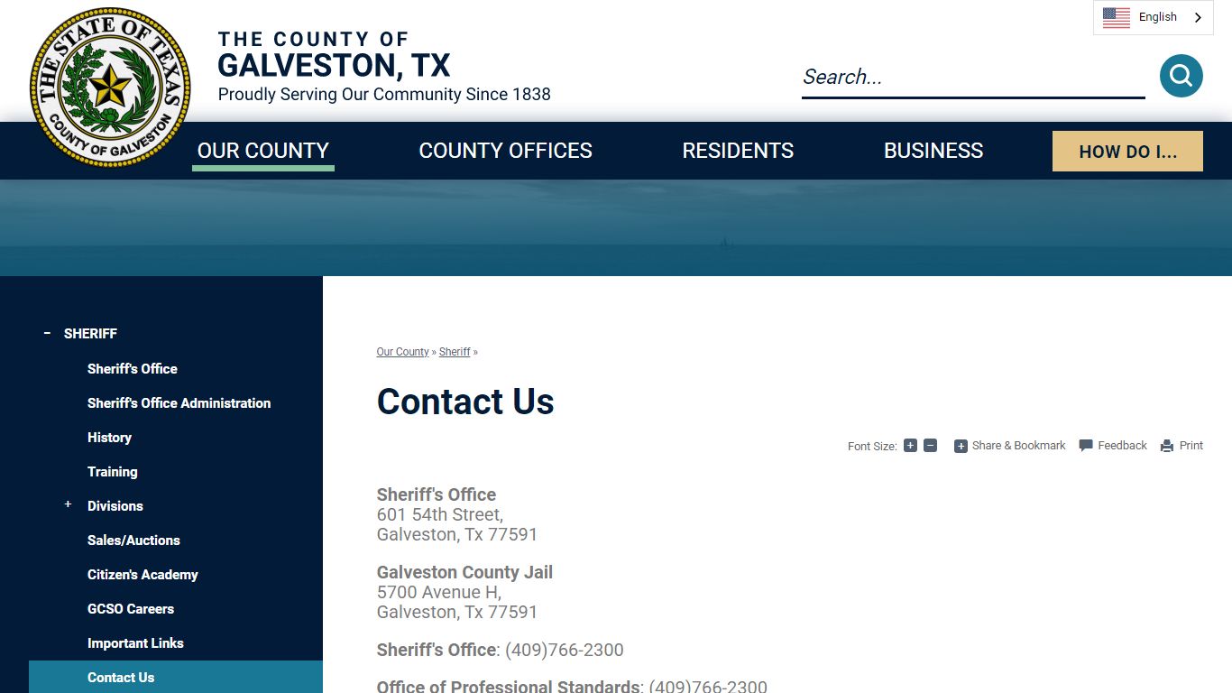Contact Us | Galveston County, TX